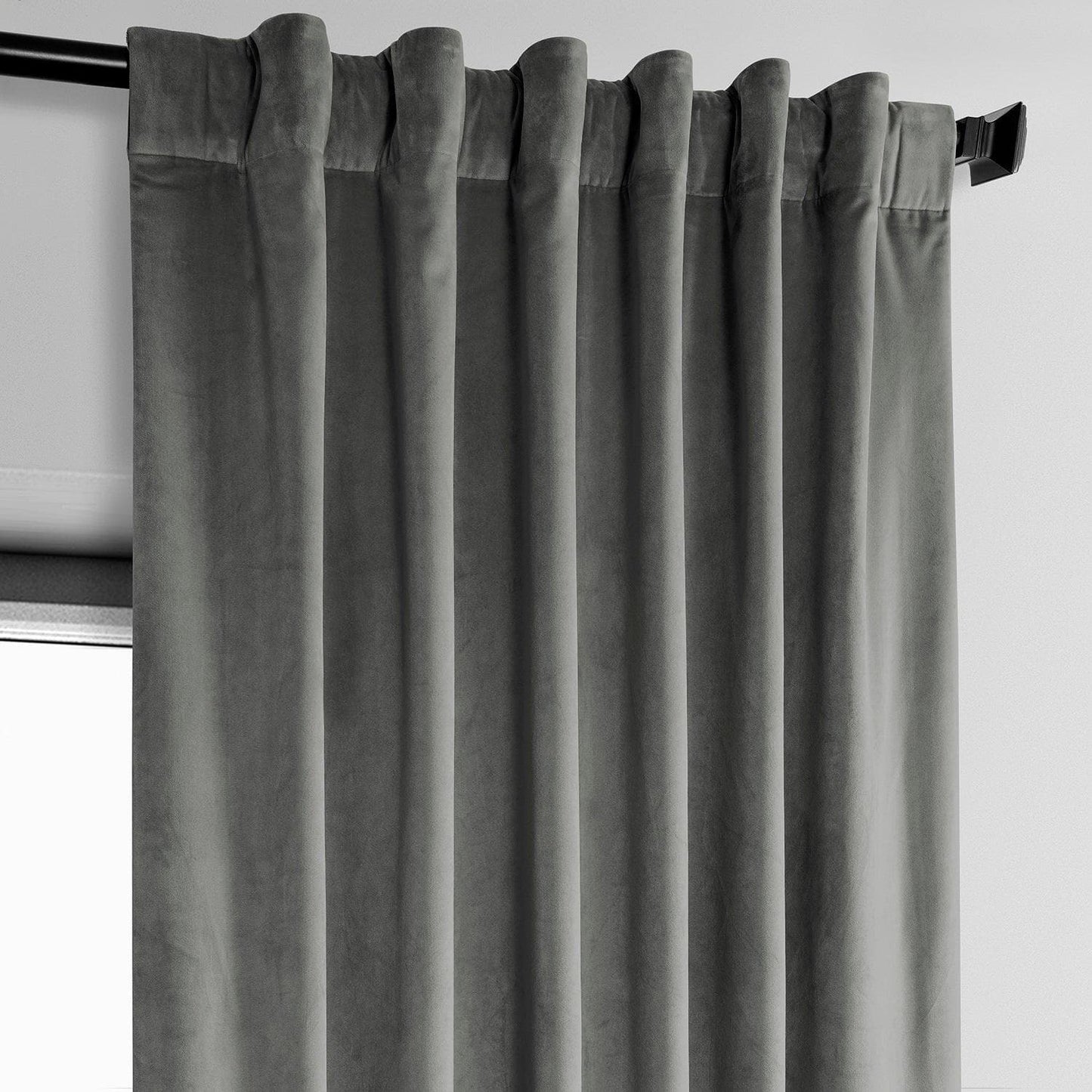 Destiny Grey Heritage Plush Velvet Curtain - HalfPriceDrapes.com