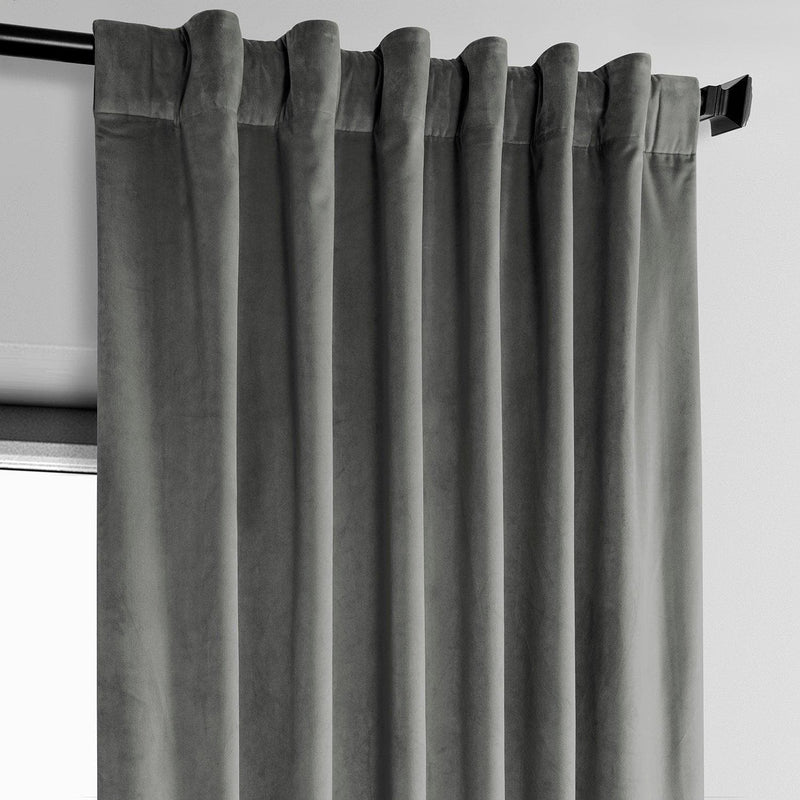 Destiny Grey Heritage Plush Velvet Curtain - HalfPriceDrapes.com