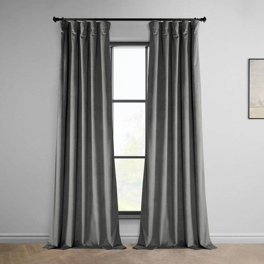 Destiny Grey Heritage Plush Velvet Curtain - HalfPriceDrapes.com