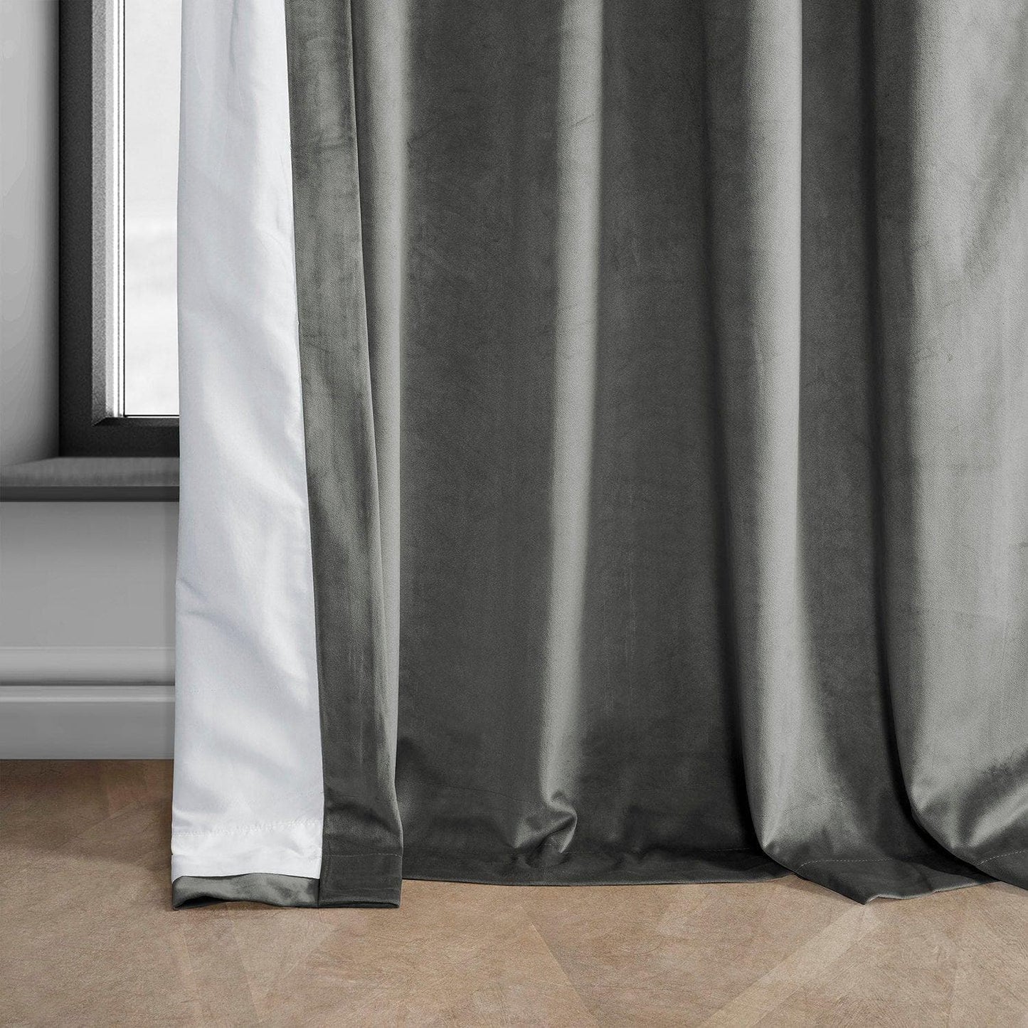 Destiny Grey Heritage Plush Velvet Curtain - HalfPriceDrapes.com