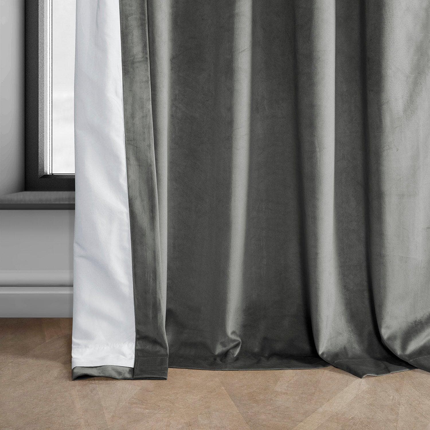 Destiny Grey Heritage Plush Velvet Curtain - HalfPriceDrapes.com