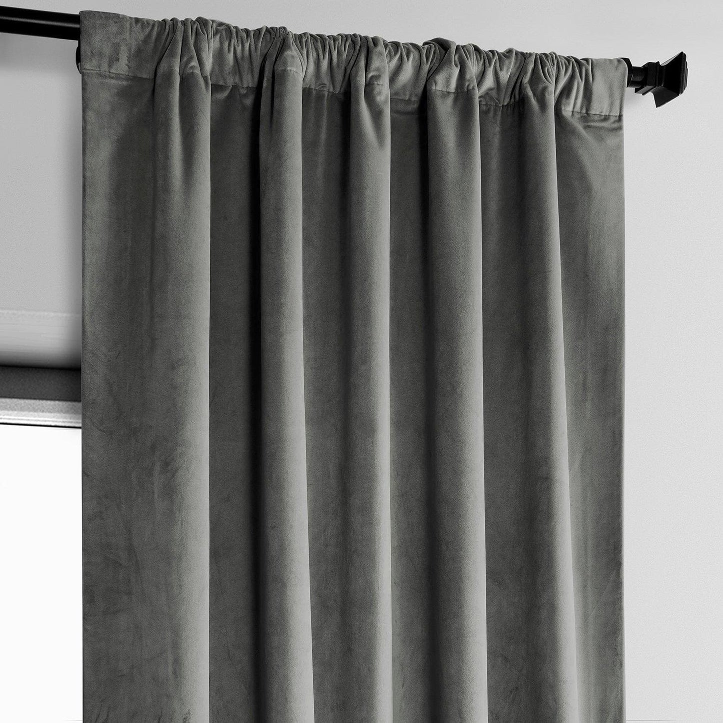 Destiny Grey Heritage Plush Velvet Curtain - HalfPriceDrapes.com