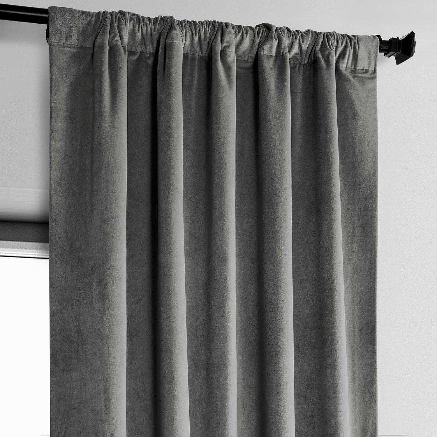 Destiny Grey Heritage Plush Velvet Curtain - HalfPriceDrapes.com