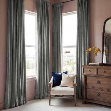 Destiny Grey Heritage Plush Velvet Custom Curtain