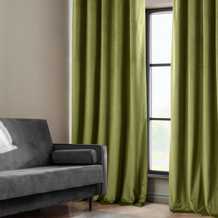 Retro Green Heritage Plush Velvet Custom Curtain - HalfPriceDrapes.com