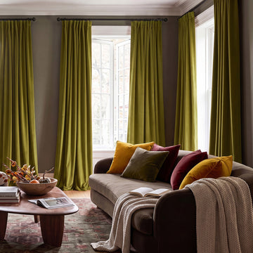 Retro Green Heritage Plush Velvet Room Darkening Curtain