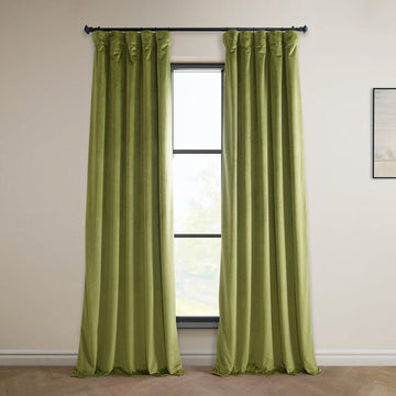 Retro Green Heritage Plush Velvet Room Darkening Curtain