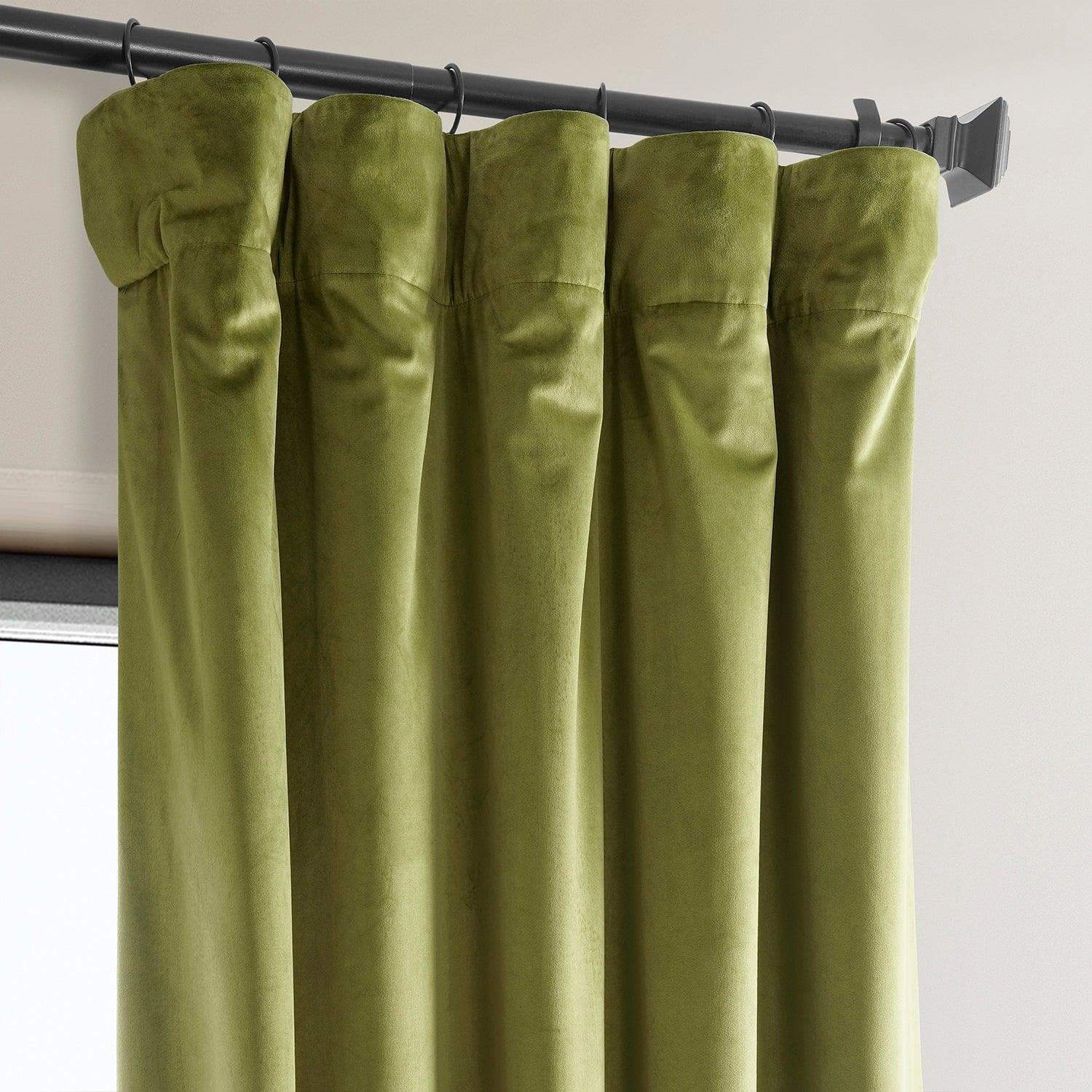 Retro Green Heritage Plush Velvet Room Darkening Curtain | Half