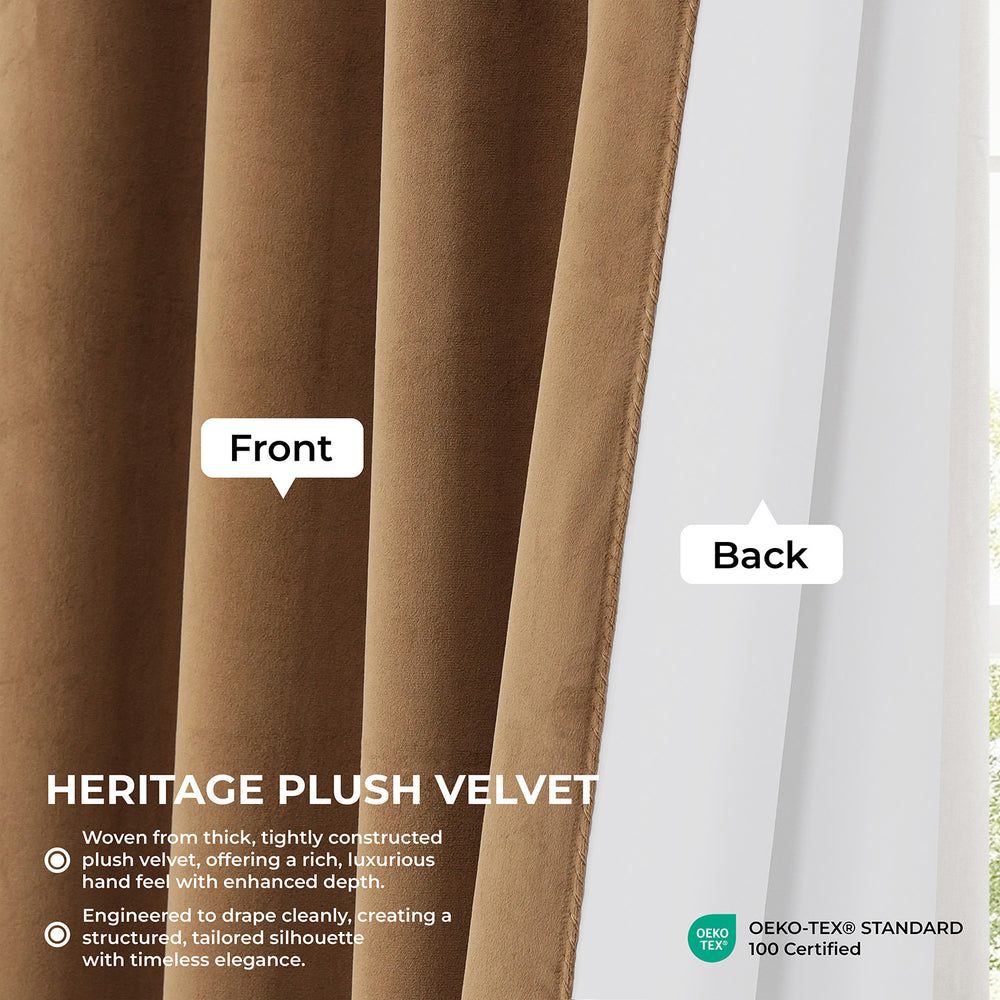 Spiced Rum Heritage Plush Velvet Room Darkening Curtain