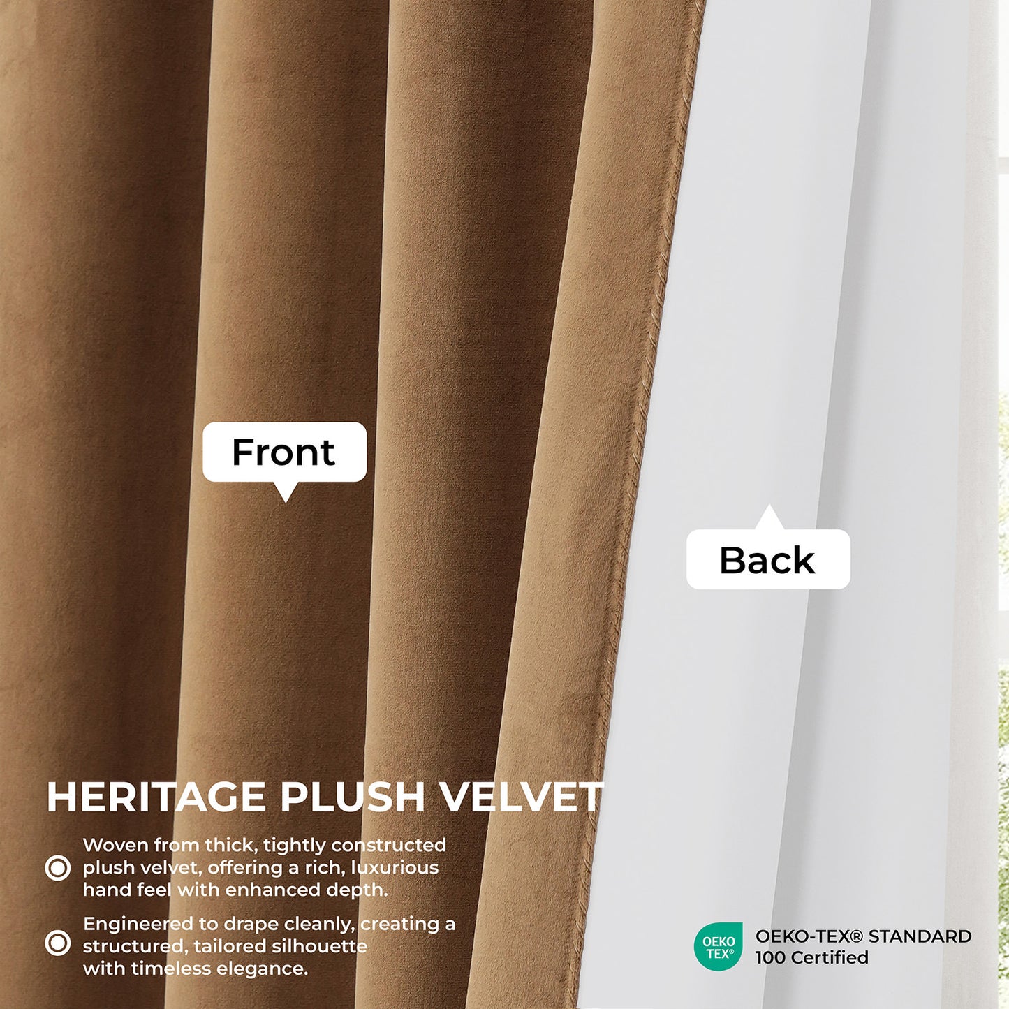 Spiced Rum Heritage Plush Velvet Room Darkening Curtain