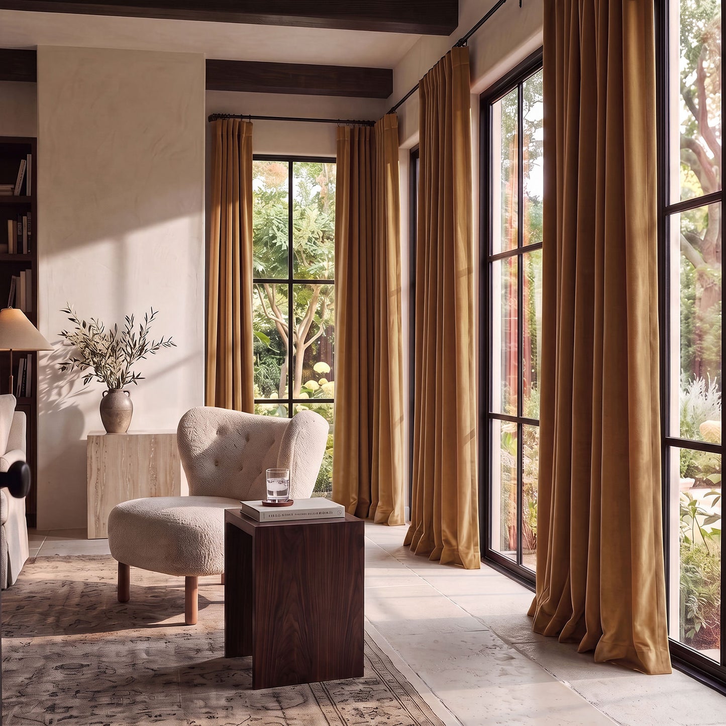 Spiced Rum Heritage Plush Velvet Room Darkening Curtain