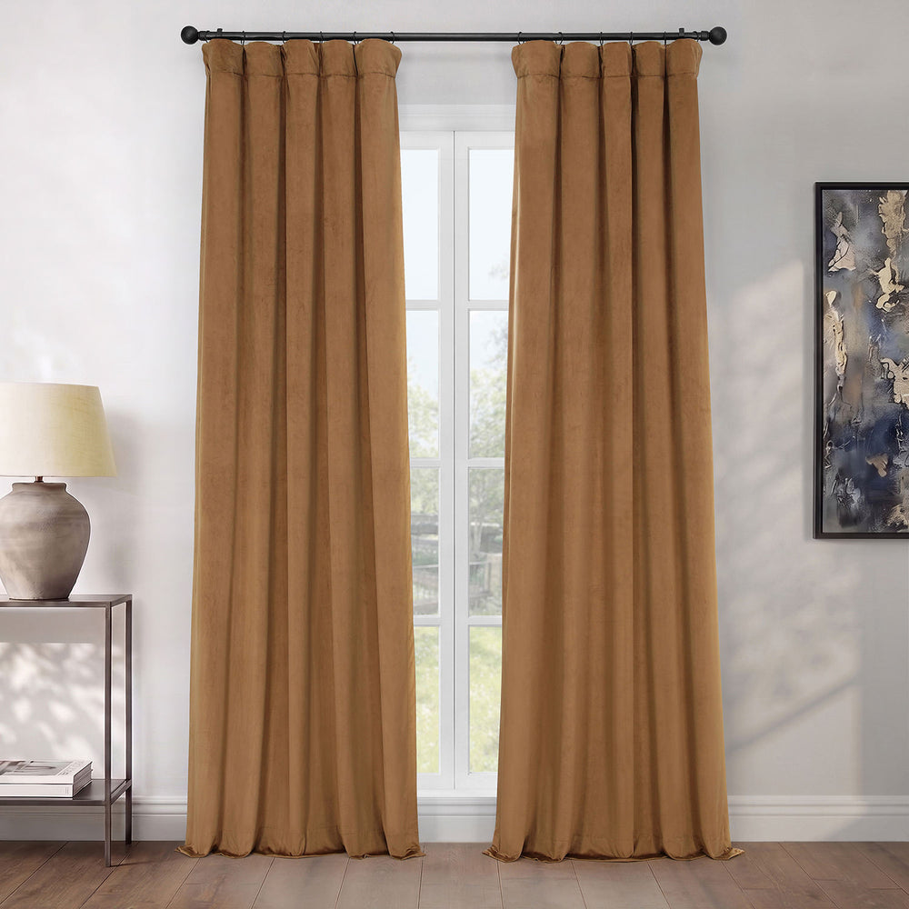 Spiced Rum Heritage Plush Velvet Room Darkening Curtain