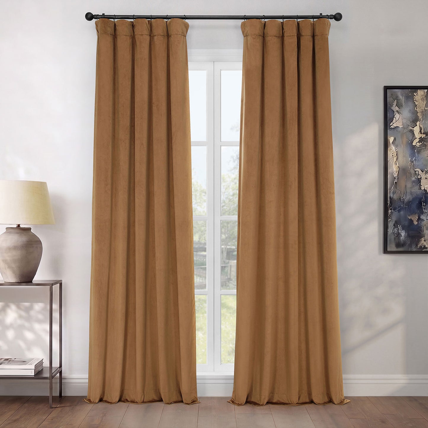 Spiced Rum Heritage Plush Velvet Room Darkening Curtain