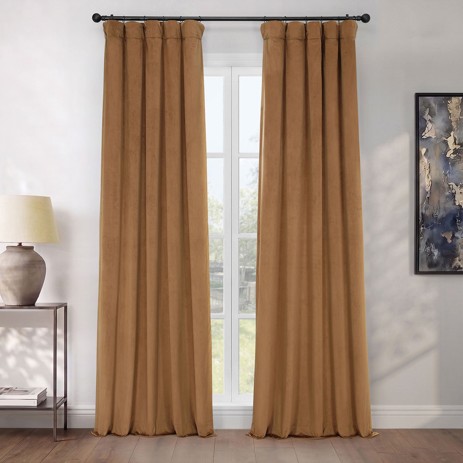 Spiced Rum Heritage Plush Velvet Room Darkening Curtain