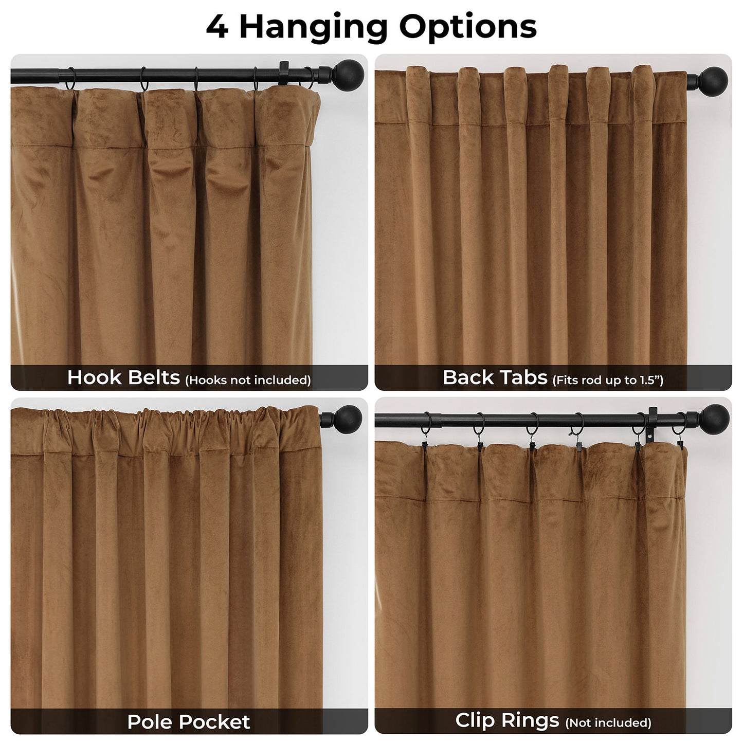Spiced Rum Heritage Plush Velvet Room Darkening Curtain