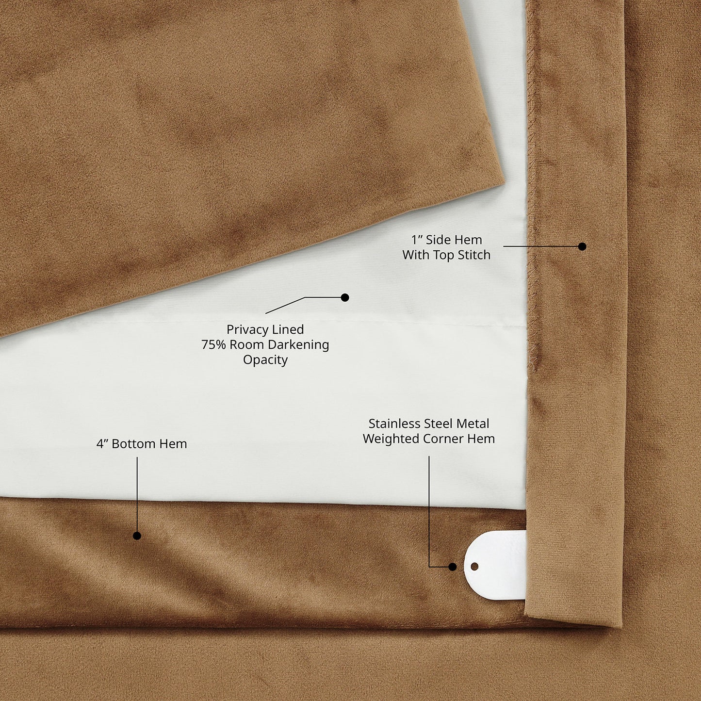 Spiced Rum Heritage Plush Velvet Room Darkening Curtain
