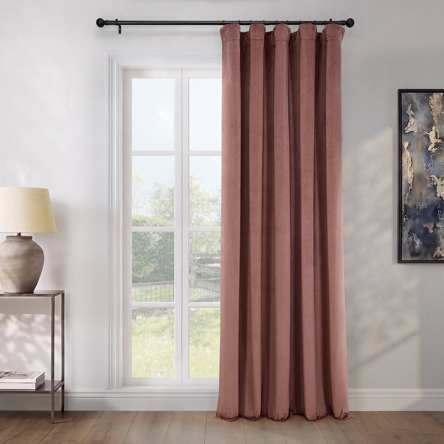 Wild Rose Extra Wide Heritage Plush Velvet Room Darkening Curtain