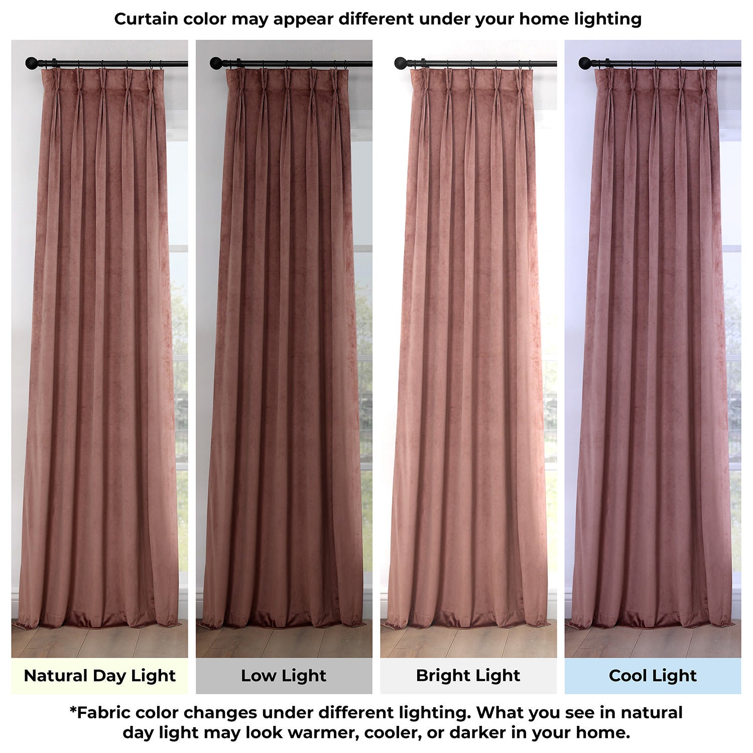 Wild Rose Pinch Pleat Heritage Plush Velvet Room Darkening Curtain