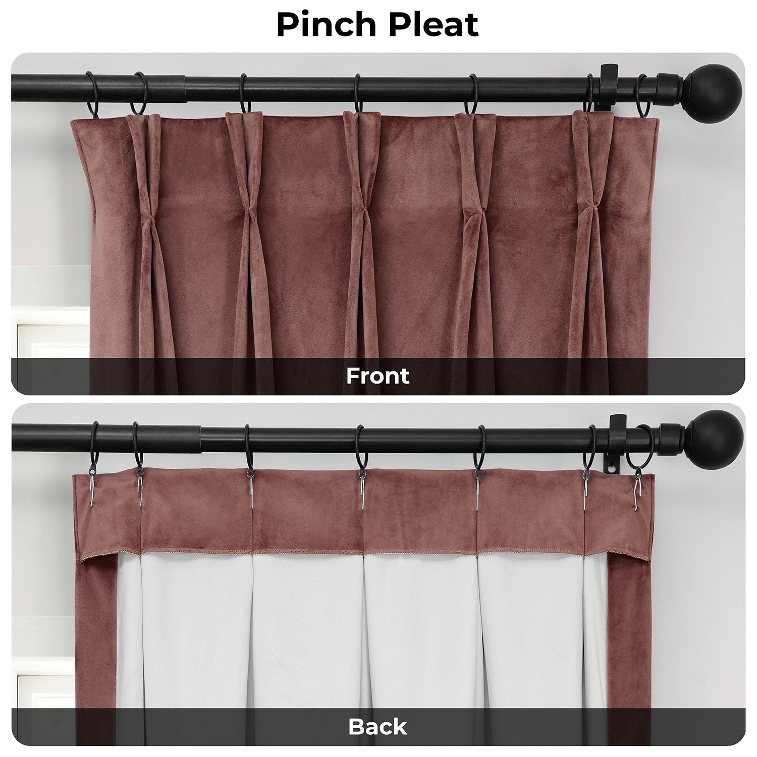 Wild Rose Pinch Pleat Heritage Plush Velvet Room Darkening Curtain