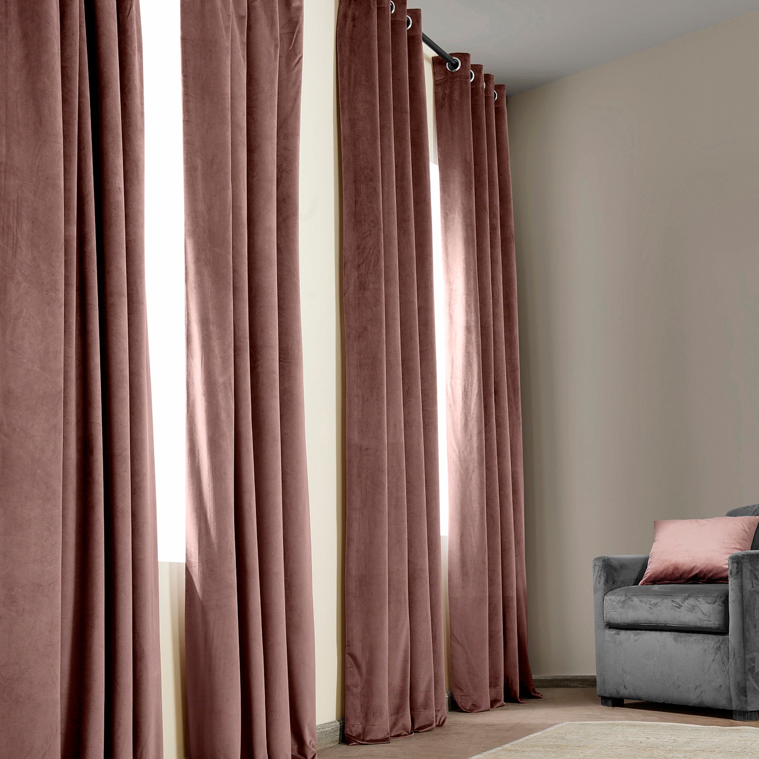 Wild Rose Heritage Plush Velvet Custom Curtain