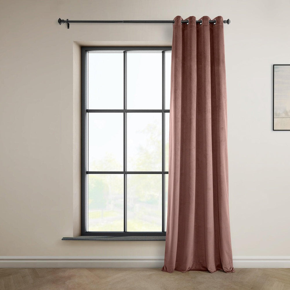 Wild Rose Grommet Heritage Plush Velvet Curtain - HalfPriceDrapes.com