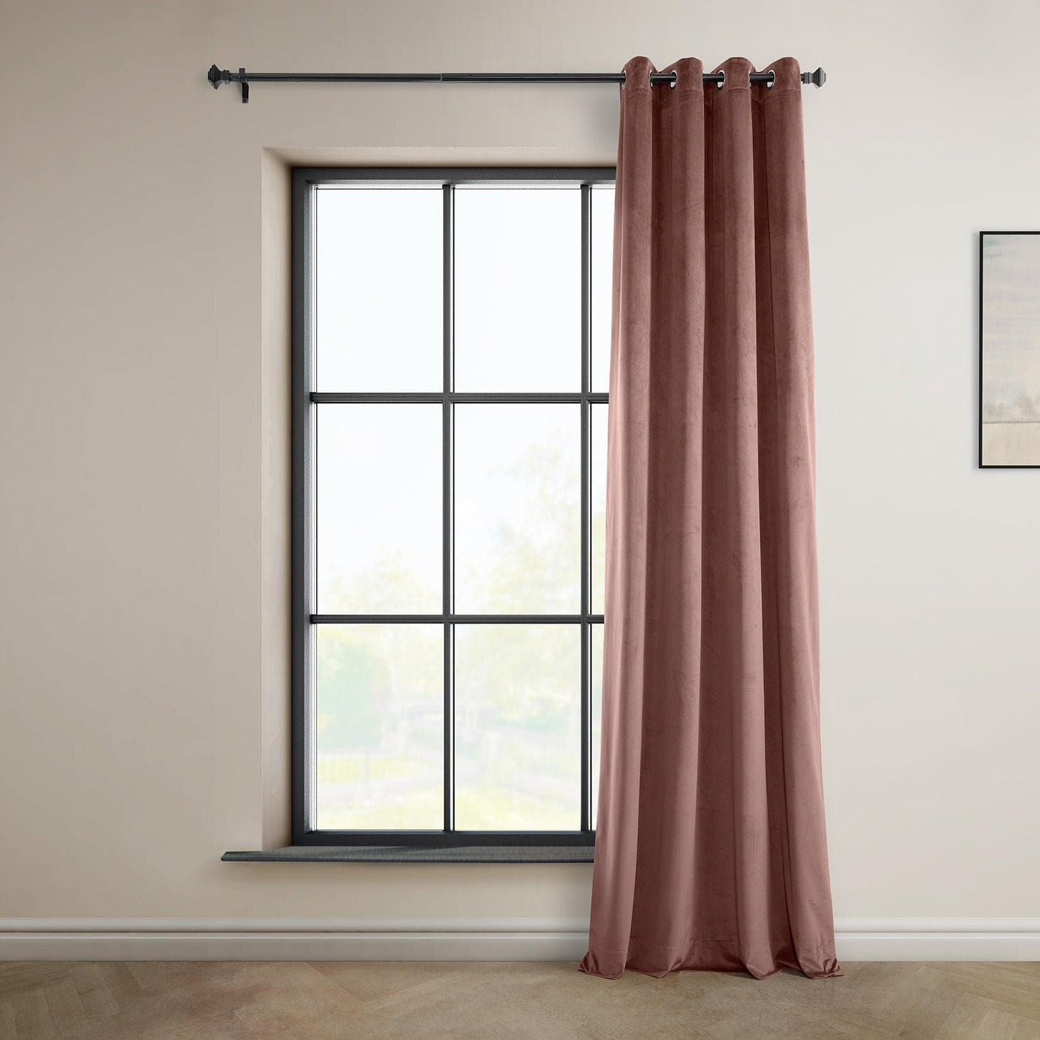 Wild Rose Grommet Heritage Plush Velvet Curtain - HalfPriceDrapes.com