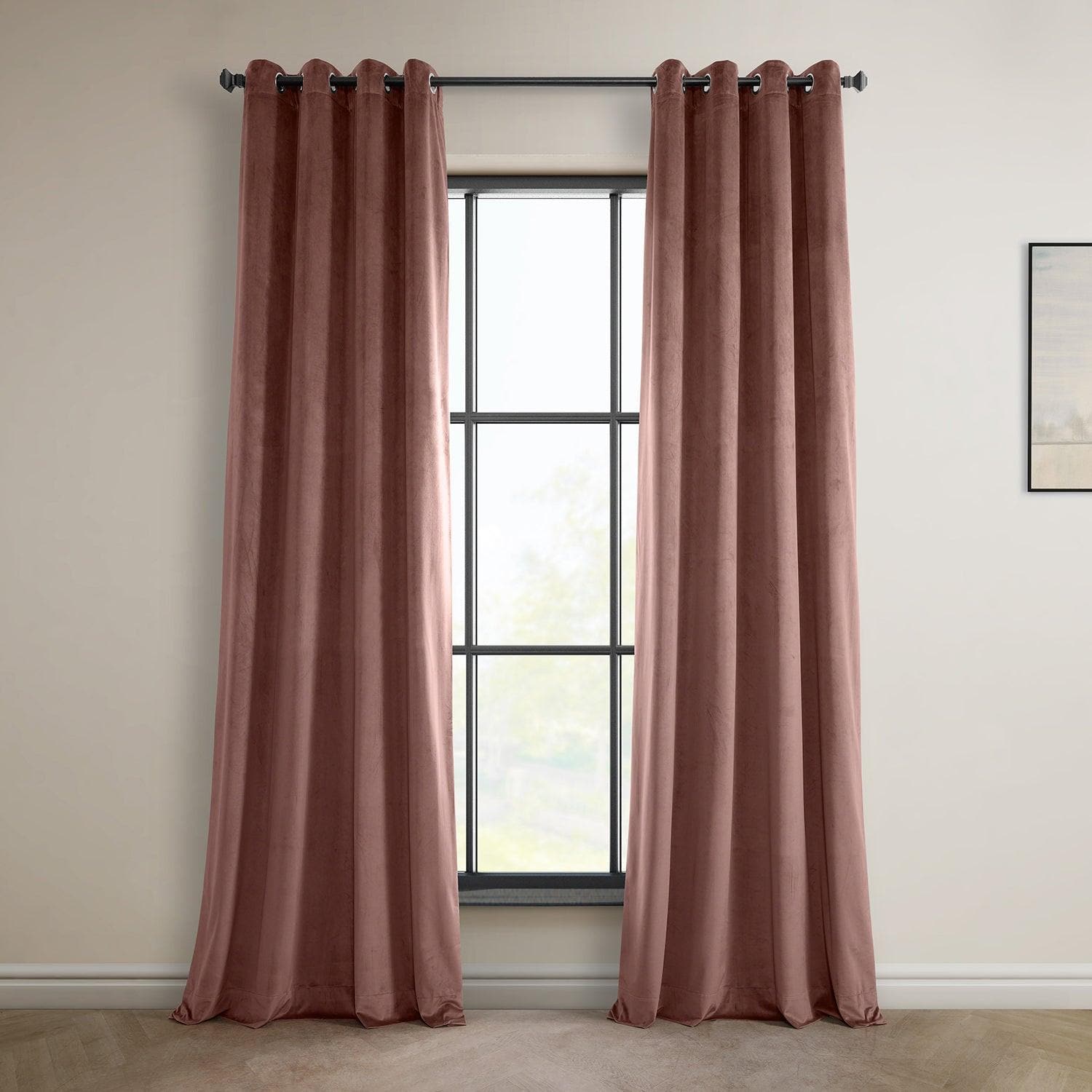 Wild Rose Grommet Heritage Plush Velvet Curtain - HalfPriceDrapes.com