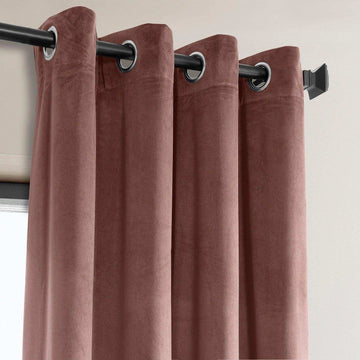 Wild Rose Grommet Heritage Plush Velvet Curtain - HalfPriceDrapes.com