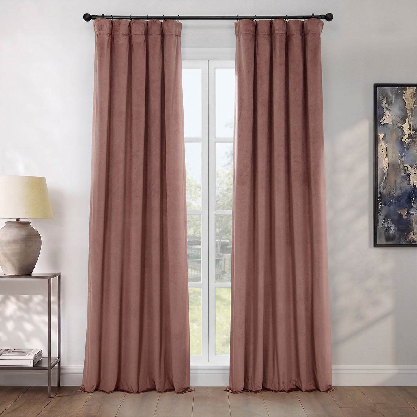 Wild Rose Heritage Plush Velvet Room Darkening Curtain