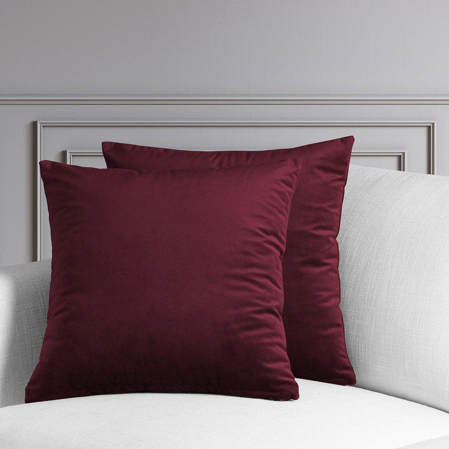 Dark Merlot Heritage Plush Velvet Cushion Covers - Pair - HalfPriceDrapes.com