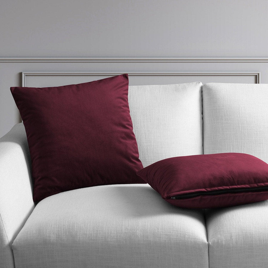Dark Merlot Heritage Plush Velvet Cushion Covers - Pair - HalfPriceDrapes.com
