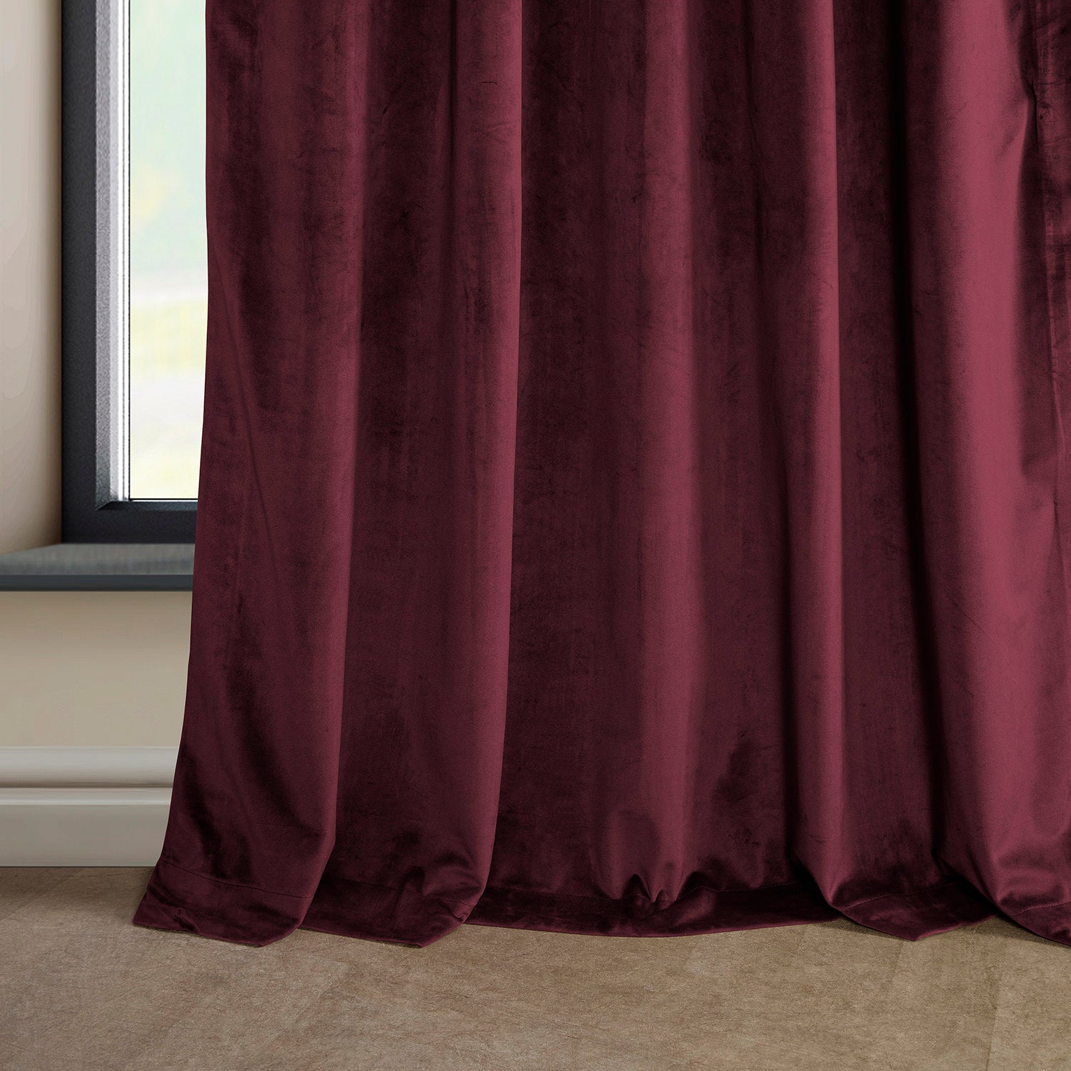 Dark Merlot Heritage Plush Velvet Custom Curtain