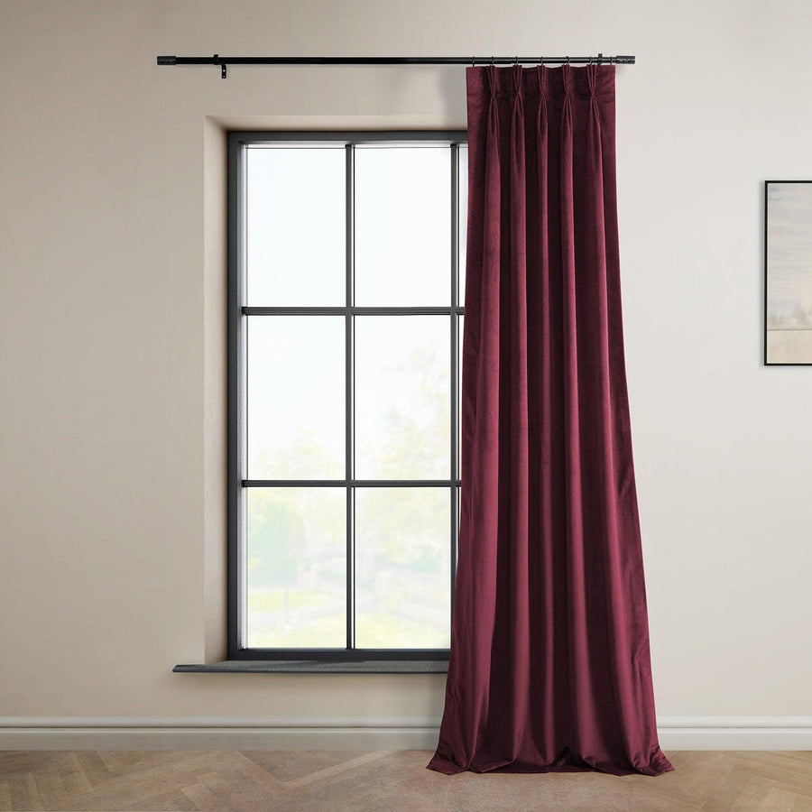 Dark Merlot French Pleat Heritage Plush Velvet Curtain - HalfPriceDrapes.com