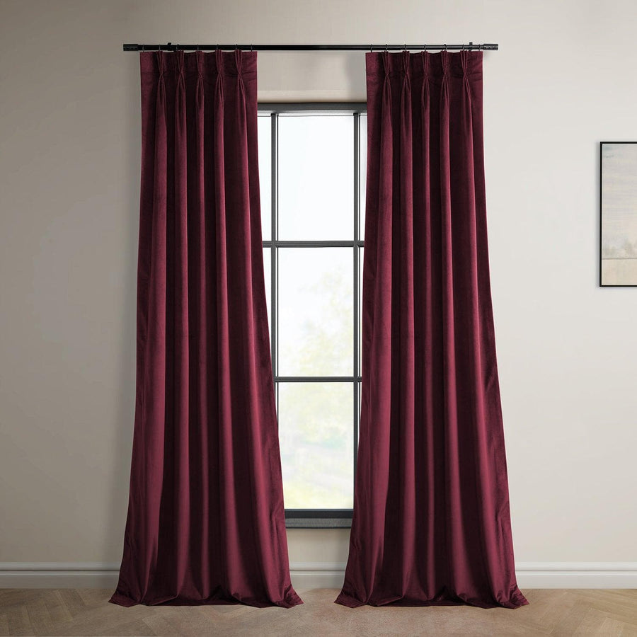 Dark Merlot French Pleat Heritage Plush Velvet Curtain - HalfPriceDrapes.com