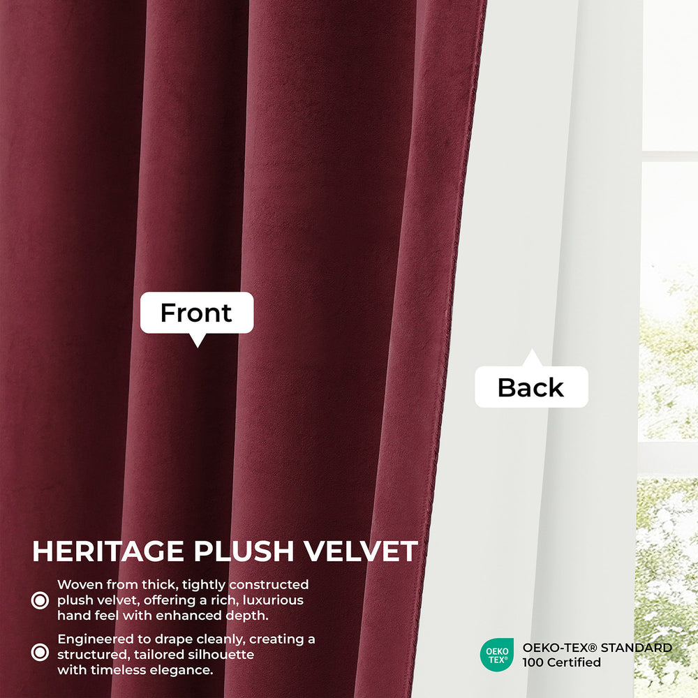 Dark Merlot Heritage Plush Velvet Room Darkening Curtain