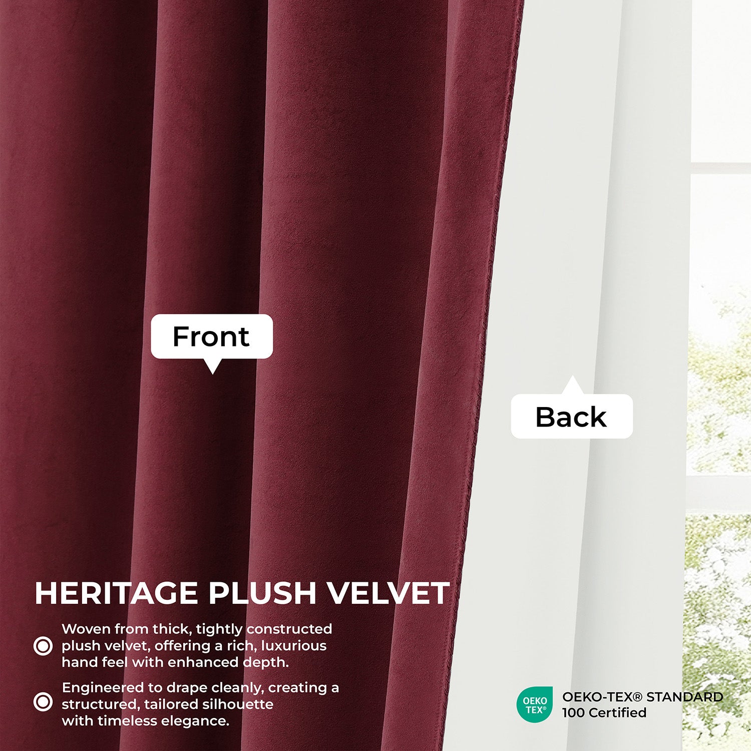 Dark Merlot Heritage Plush Velvet Room Darkening Curtain