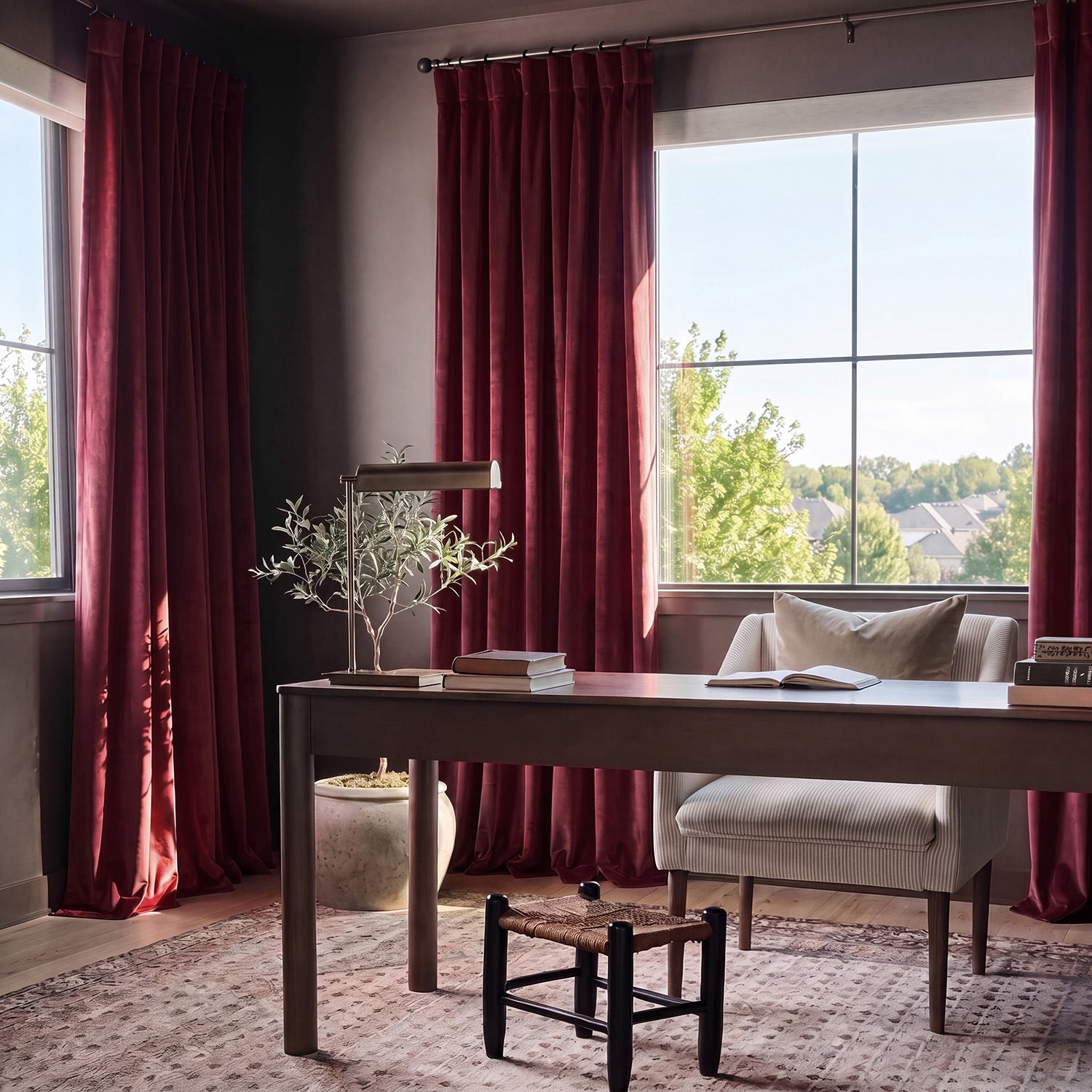 Dark Merlot Heritage Plush Velvet Room Darkening Curtain