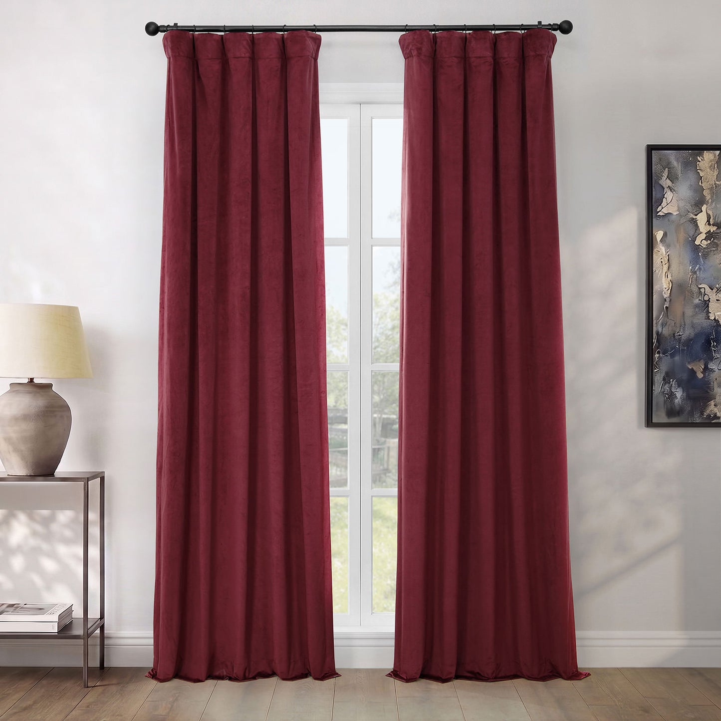 Dark Merlot Heritage Plush Velvet Room Darkening Curtain