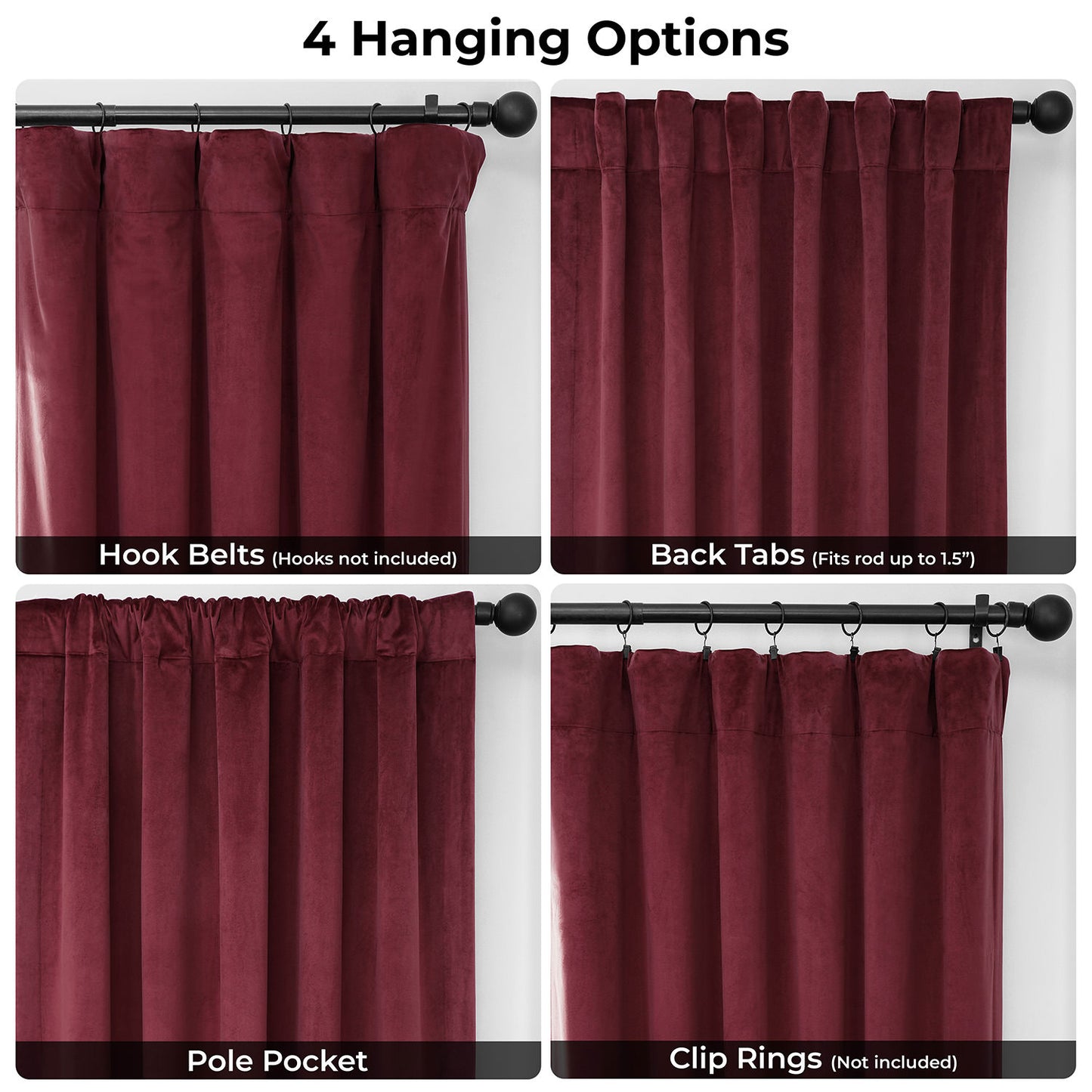 Dark Merlot Heritage Plush Velvet Room Darkening Curtain