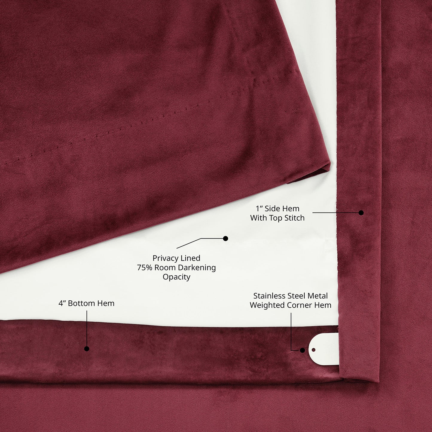 Dark Merlot Heritage Plush Velvet Room Darkening Curtain