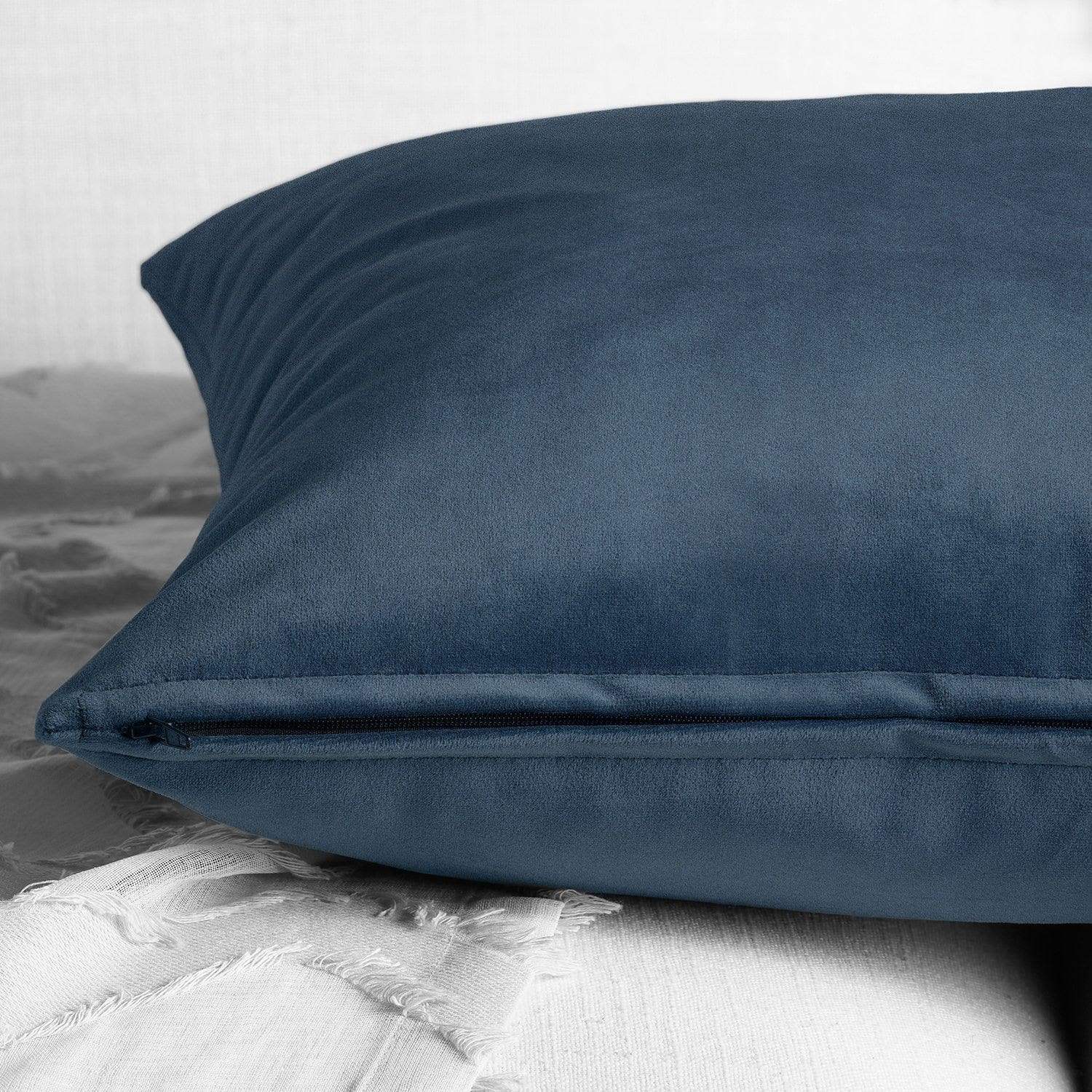 London Blue Heritage Plush Velvet Cushion Covers - Pair - HalfPriceDrapes.com