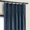 London Blue French Pleat Heritage Plush Velvet Curtain - HalfPriceDrapes.com