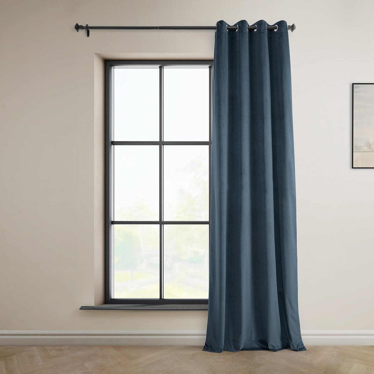 London Blue Grommet Heritage Plush Velvet Curtain - HalfPriceDrapes.com