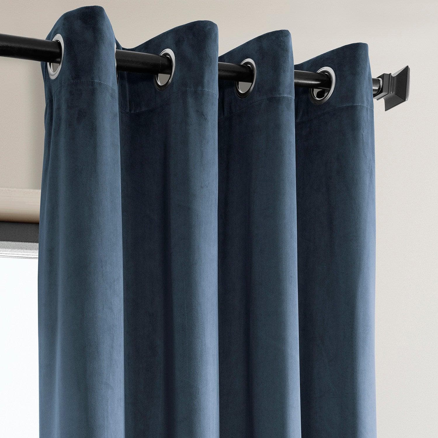 London Blue Grommet Heritage Plush Velvet Curtain - HalfPriceDrapes.com