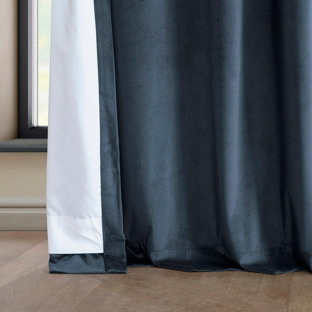 London Blue Grommet Heritage Plush Velvet Curtain - HalfPriceDrapes.com