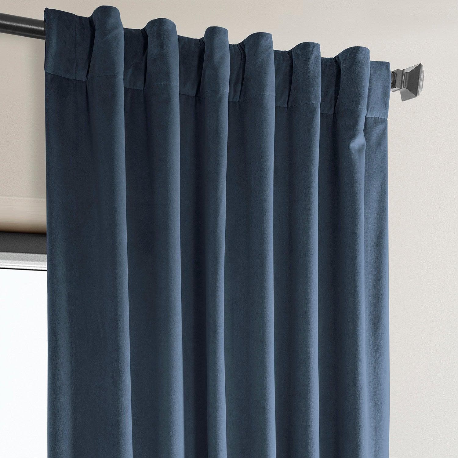 London Blue Heritage Plush Velvet Curtain - HalfPriceDrapes.com