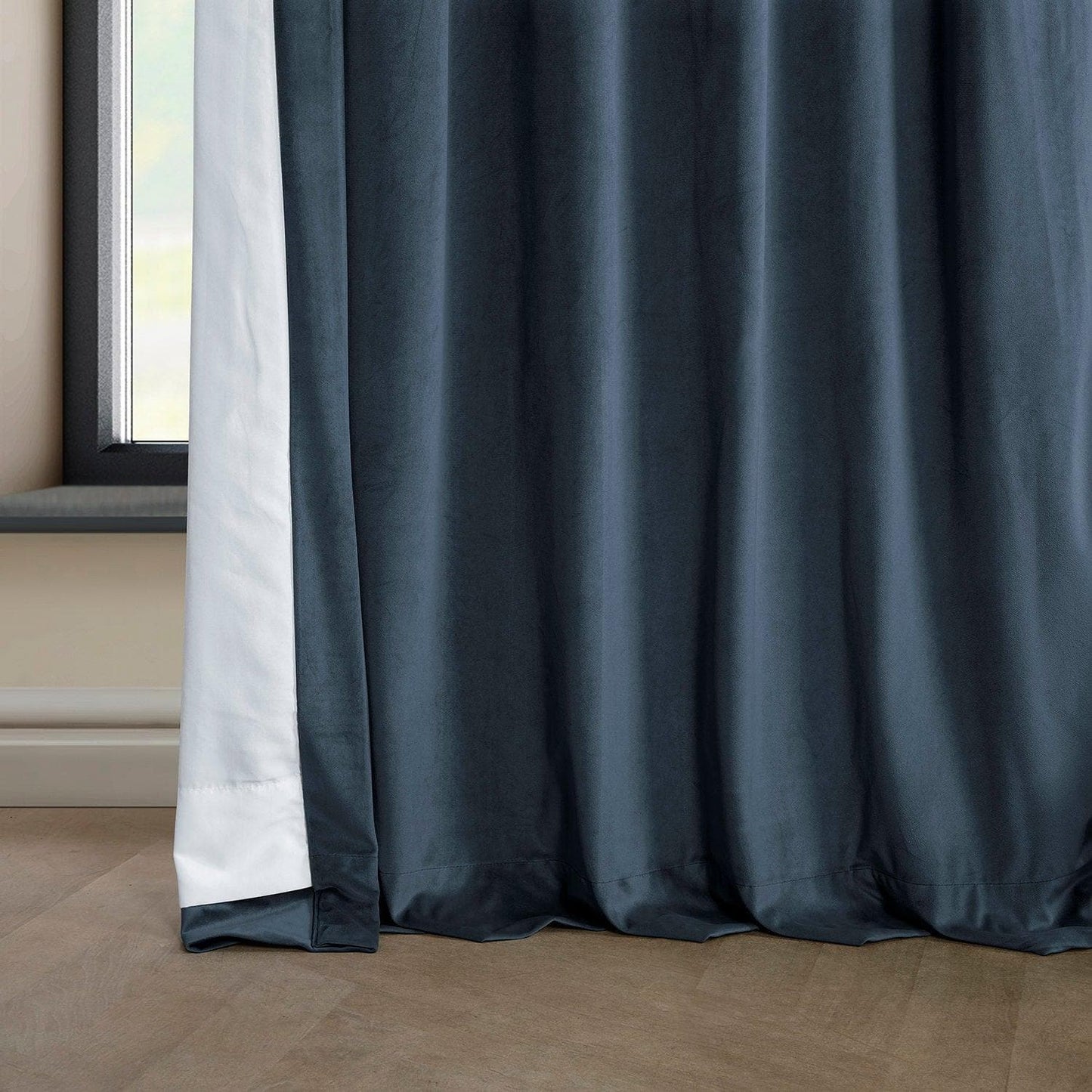 London Blue Heritage Plush Velvet Curtain - HalfPriceDrapes.com