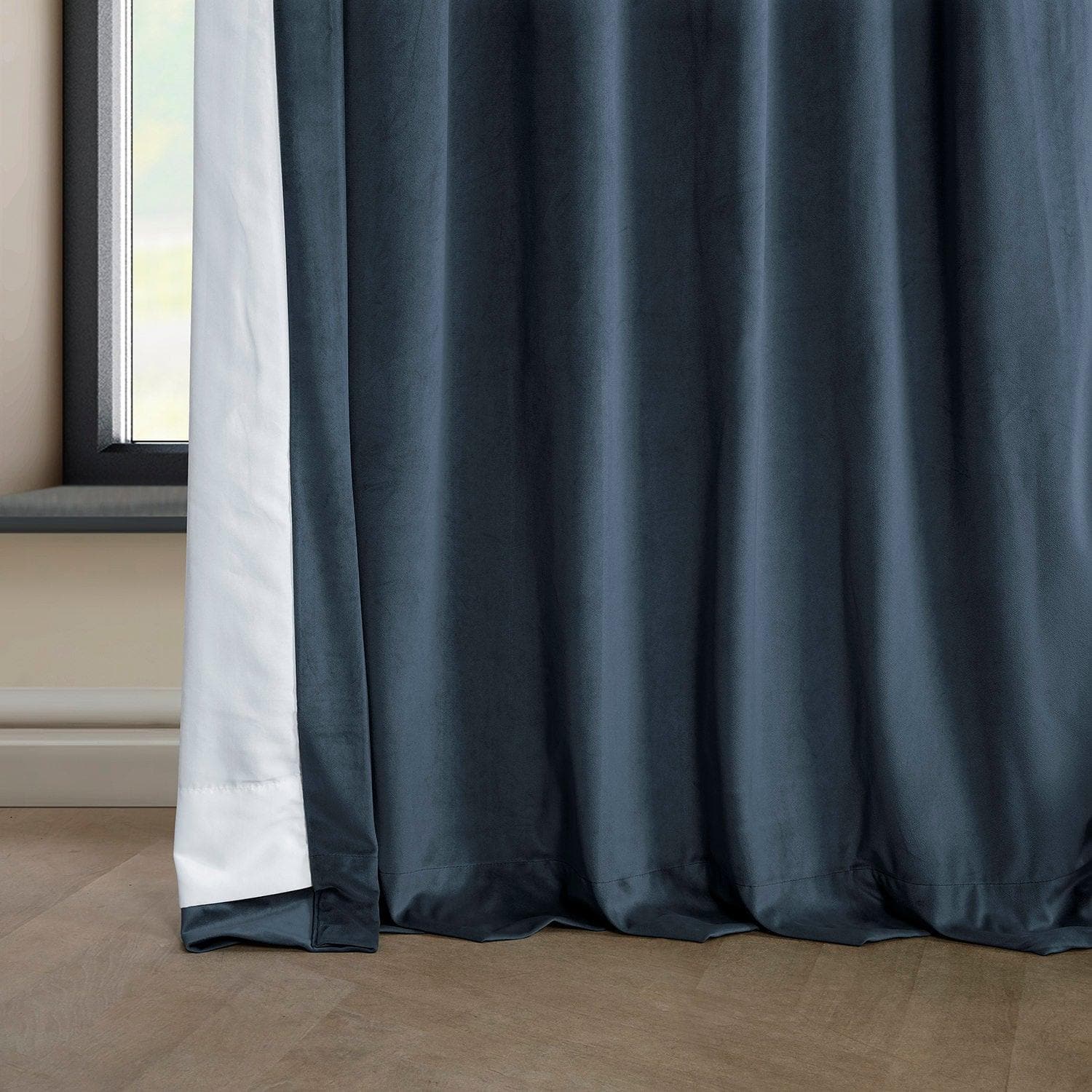 London Blue Heritage Plush Velvet Curtain - HalfPriceDrapes.com