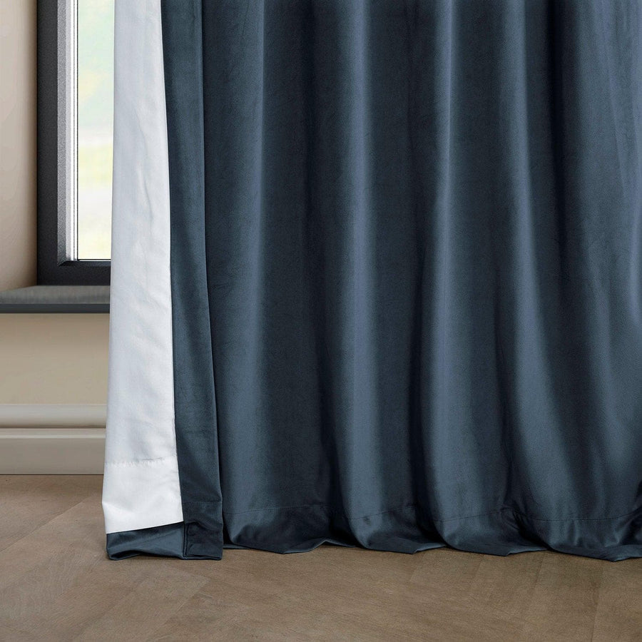 London Blue Heritage Plush Velvet Curtain - HalfPriceDrapes.com