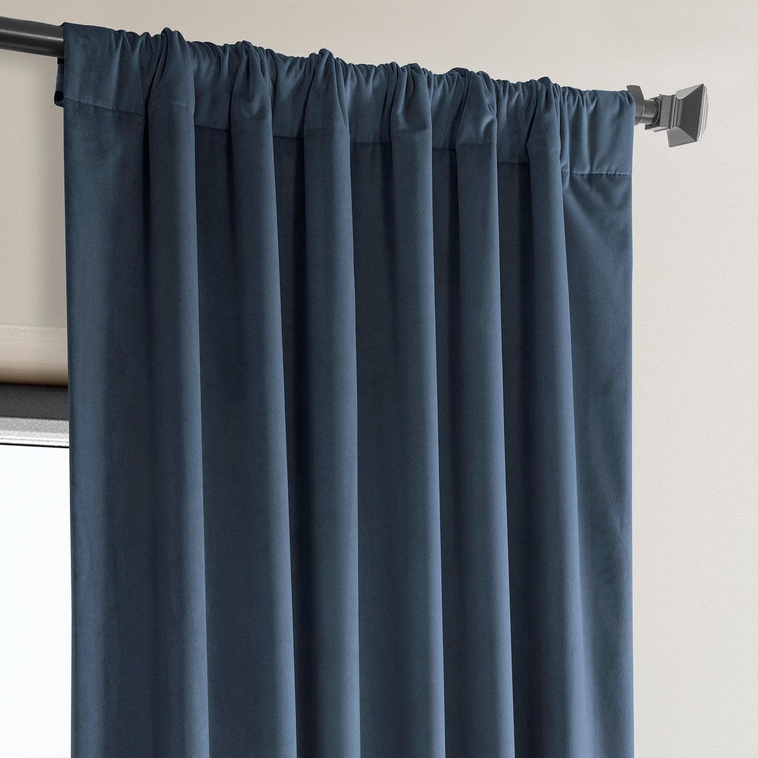 London Blue Heritage Plush Velvet Curtain - HalfPriceDrapes.com